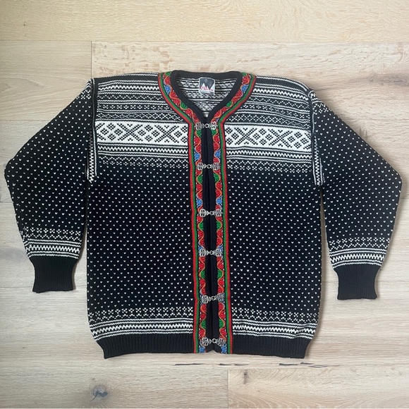 Dale of Norway Women's Sz L Nordic Ski Sweater Fair Isle Clasp Closure Wool *S7 - Picture 1 of 5